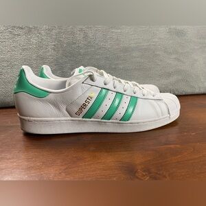 Adidas Superstar White / Mint Green Mens Size 14 Lace Up Shoes